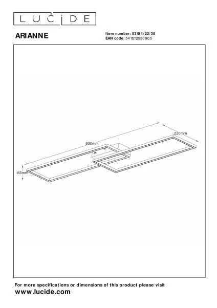 Lucide ARIANNE - Flush ceiling light - LED - CCT - 1x23W 2700K/4000K - Black - technical
